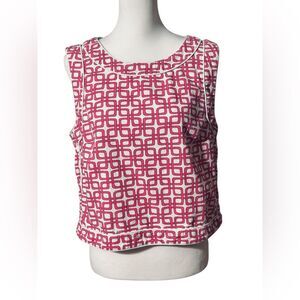 Trina Turk Pink and White  Geometrical  Sleeveless Shell Top Size 12